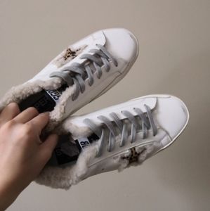 White Shearling Superstar Sneakers size 38